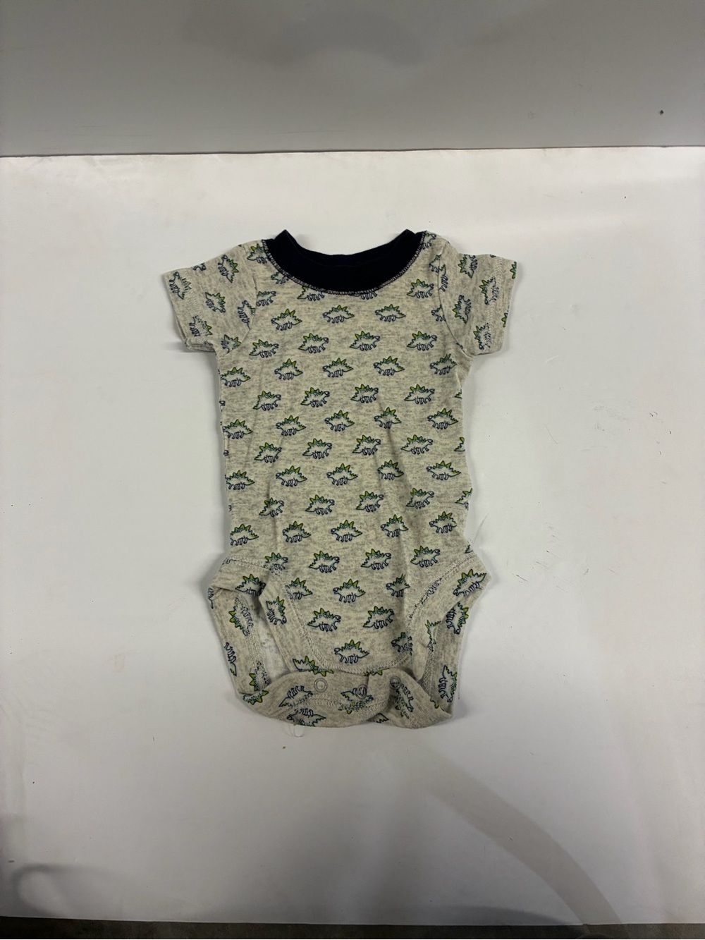 Baby Short Sleeve One-Piece Bodysuit - Gray with Green Print